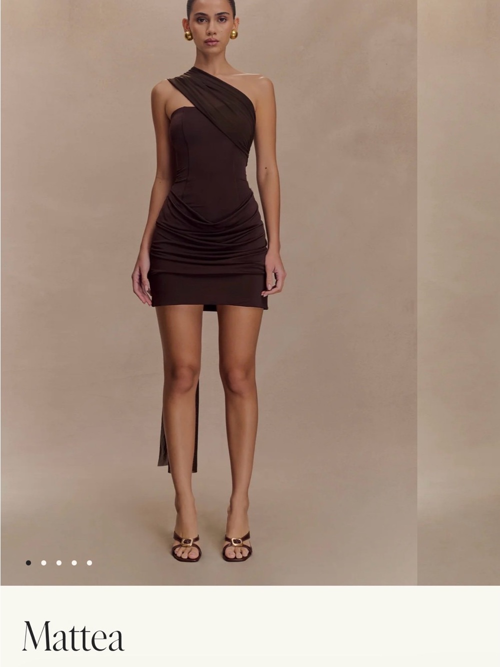 Matteau One-Shoulder Chocolate Brown Ruched Mini Dress